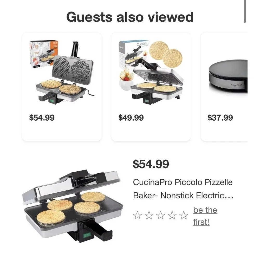 Unused Nonstick CucinaPro 4 Mini Cookie Piccolo Pizzelle‎ Baker.